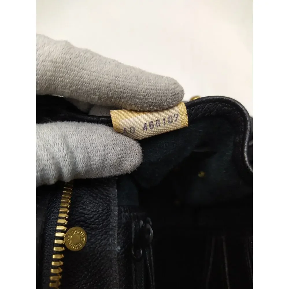 Doney & Bourke Black Leather Double Handles Zipper Satchel Bag - VTG_12